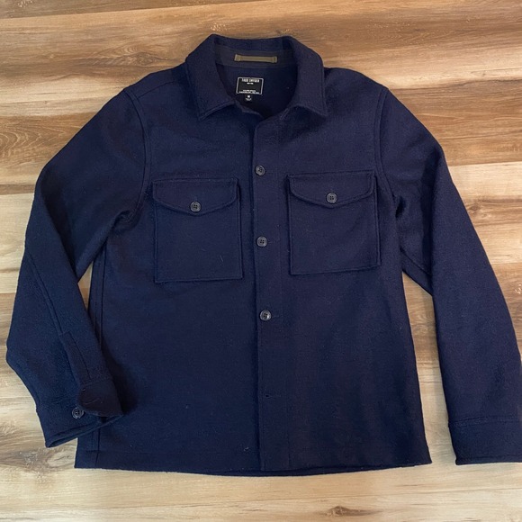 Todd Snyder Other - Todd Snyder Mens Italian Wool OverShirt Medium Boucle Navy Blue 0Made in Italy